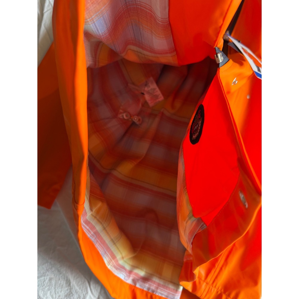 Pendleton Womens Orange Waterproof Hooded Rain Jacket Plaid Lined Slicker Coat L - Picture 8 of 8